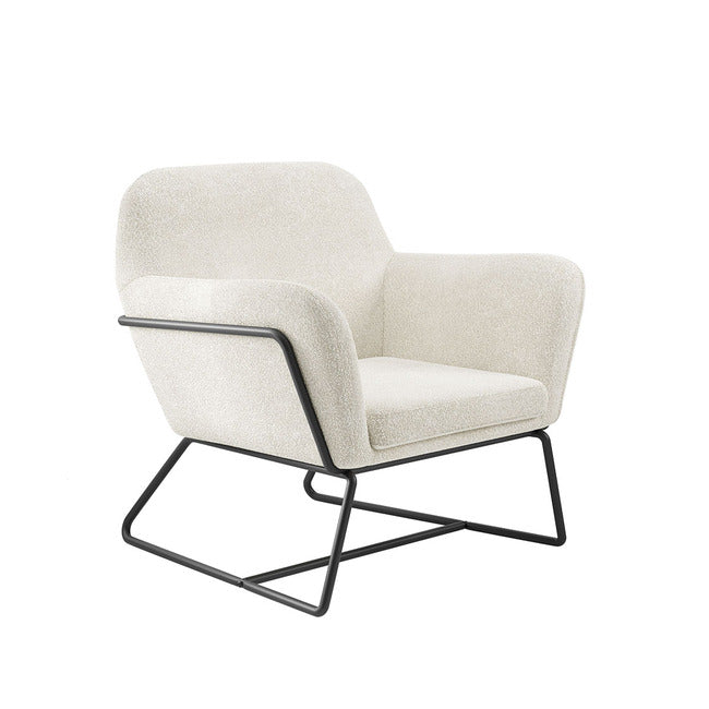 Charles Ivory Boucle Armchair with Black Legs