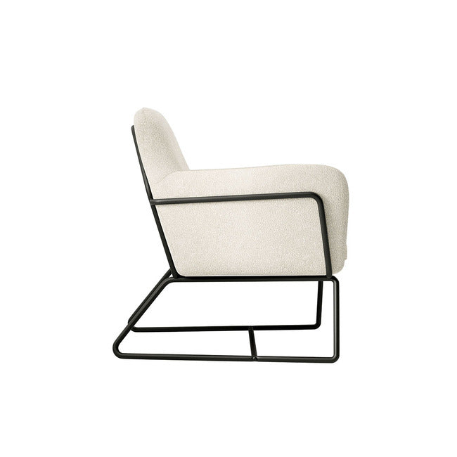 Charles Ivory Boucle Armchair with Black Legs