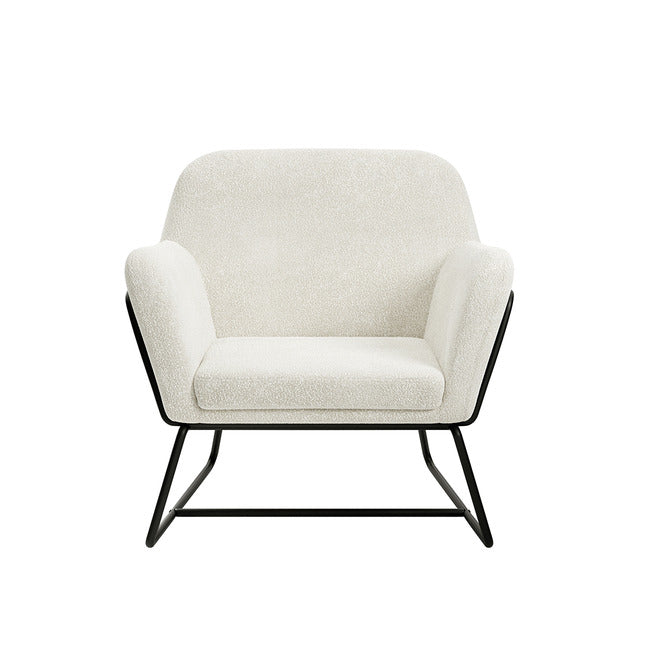 Charles Ivory Boucle Armchair with Black Legs