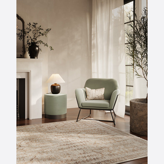 Charles Sage Green Velvet Armchair