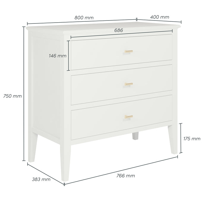 Chilworth Chest of Drawers | Grey 3 Drawer