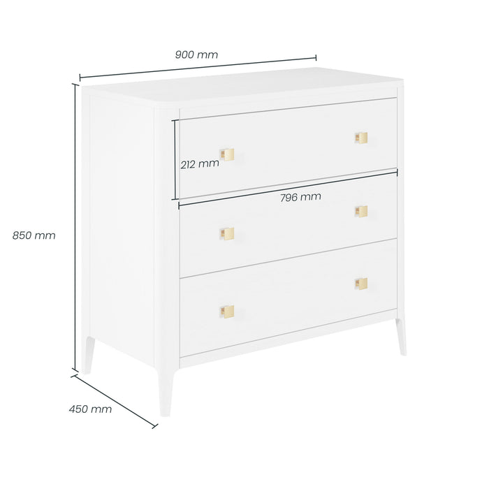 Abberley Chest of Drawers | White 3 Drawers