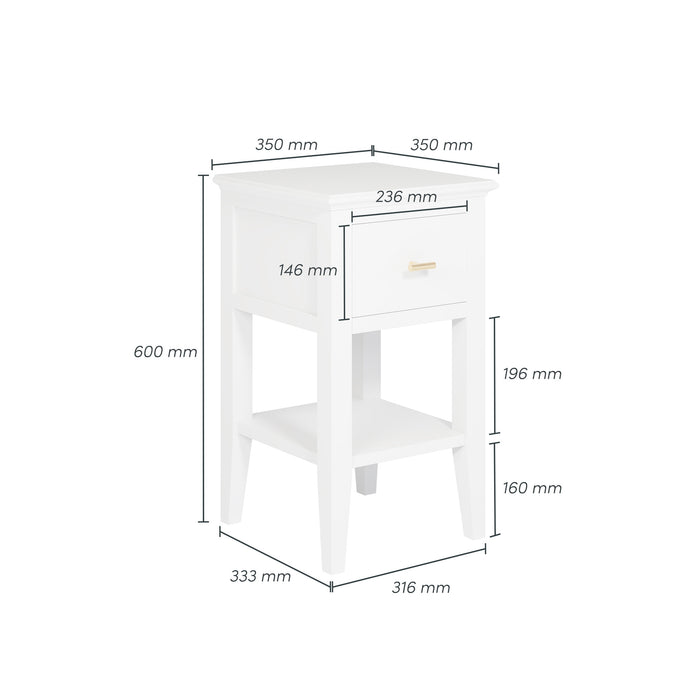 Chilworth Bedside | White 1 Drawer