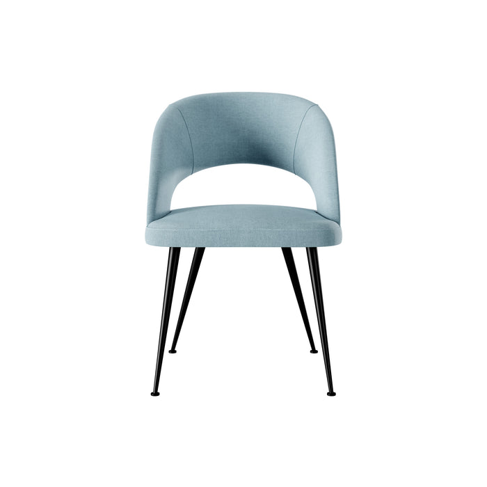 Millbridge Dining Chair | Duck Egg Blue Linen Fabric and Matt Black Legs