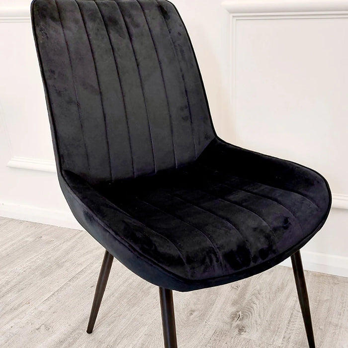 Dido Velvet Dining Chair - Black