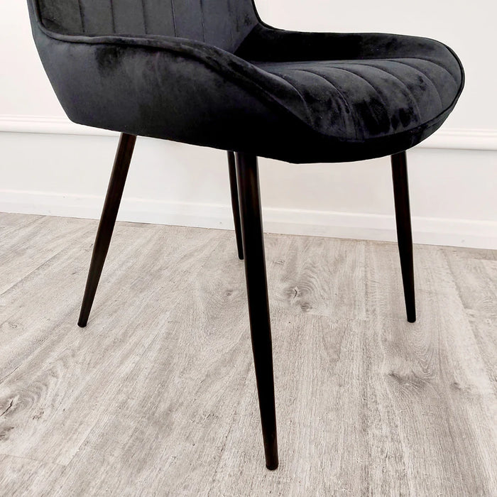 Dido Velvet Dining Chair - Black