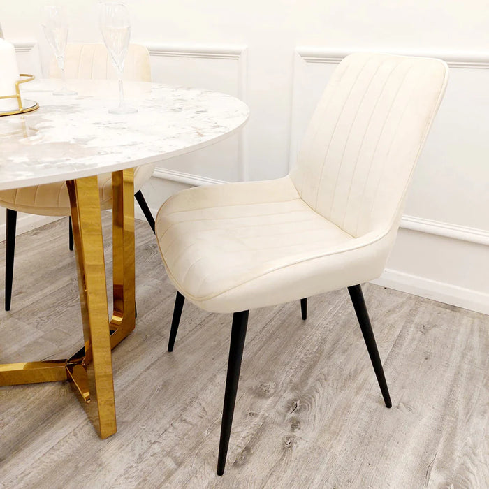 Dido Velvet Dining Chair - Cream