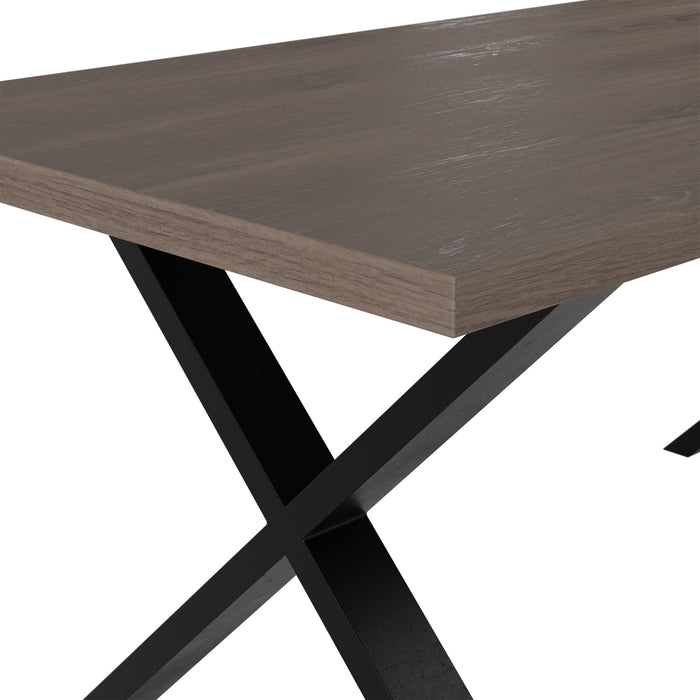 Pershore 180cm Dining Table | Aged Oak with Crossed Black Metal Legs