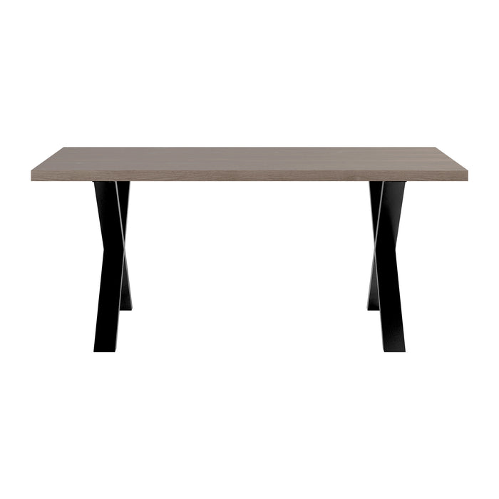 Pershore 180cm Dining Table | Aged Oak with Crossed Black Metal Legs