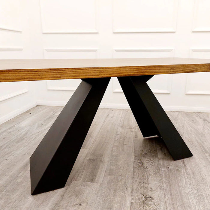 Axel 180cm Solid Wood Top Dining Table with Matt Black Coated Base