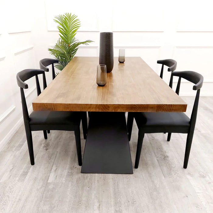 Axel 180cm Solid Wood Top Dining Table with Matt Black Coated Base