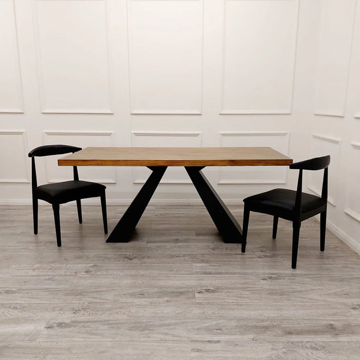Axel 180cm Solid Wood Top Dining Table with Matt Black Coated Base