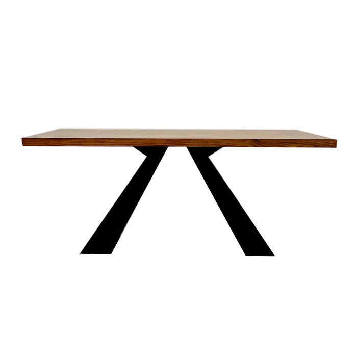 Axel 180cm Solid Wood Top Dining Table with Matt Black Coated Base