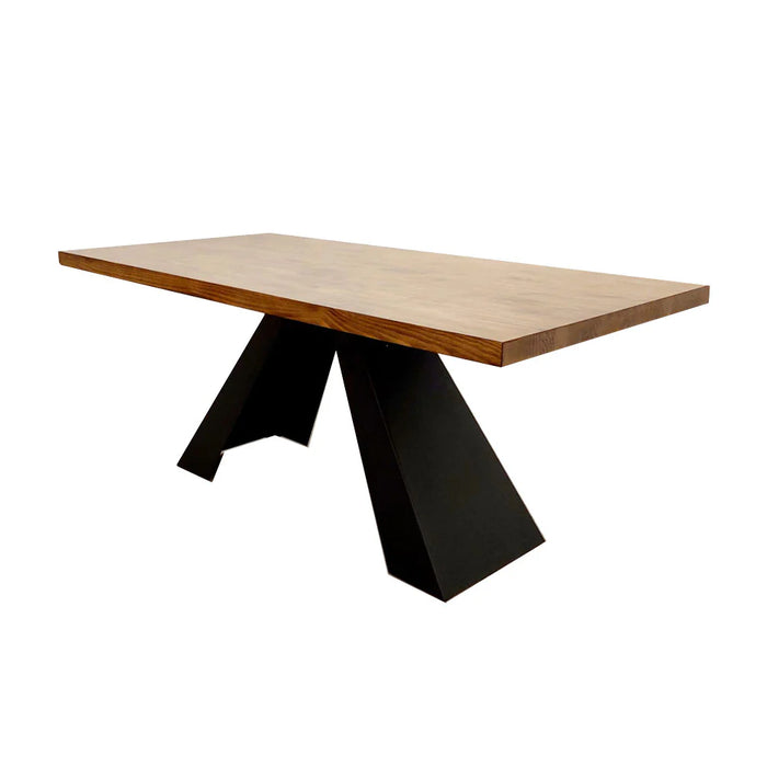 Axel 180cm Solid Wood Top Dining Table with Matt Black Coated Base