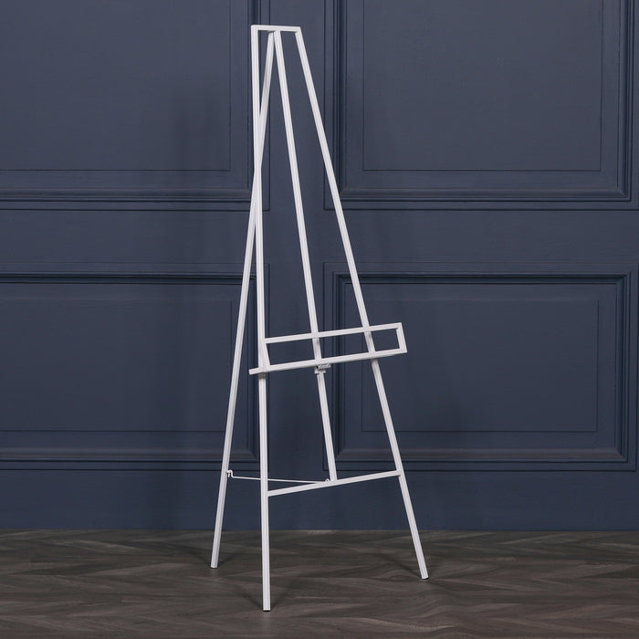 White Metal Easel with Adjustable Shelf 147cm (PRE ORDER)