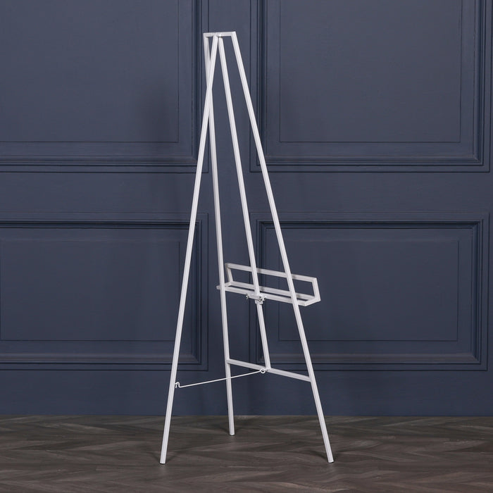 White Metal Easel with Adjustable Shelf 147cm (PRE ORDER)