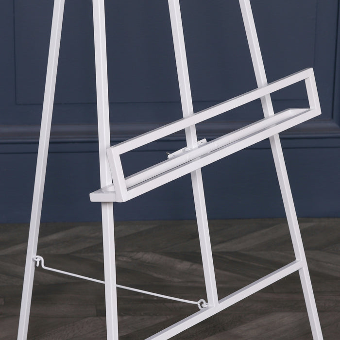 White Metal Easel with Adjustable Shelf 147cm (PRE ORDER)