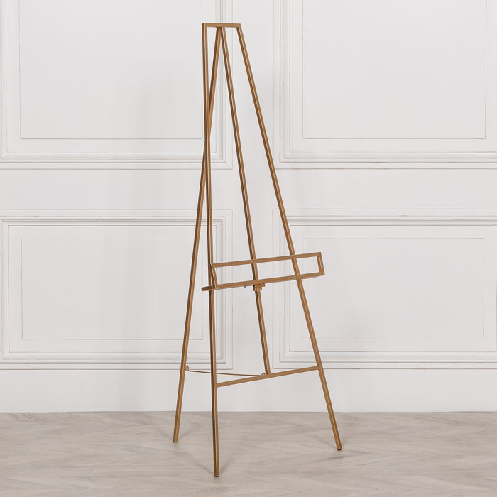 Gold Metal Easel with Adjustable Shelf 147cm