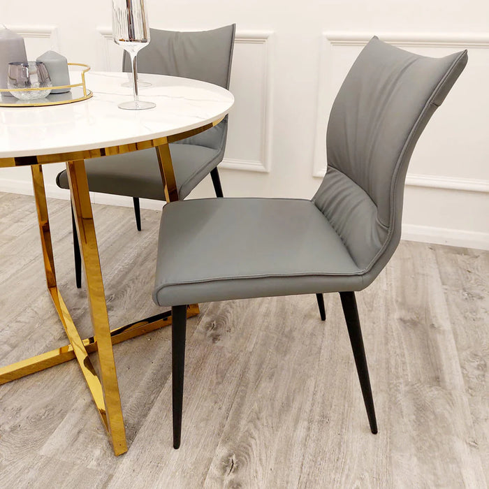Flora Leather Dining Chair - Grey