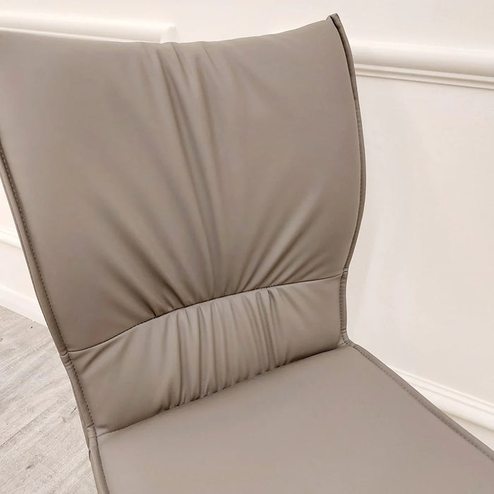 Flora Leather Dining Chair - Khaki