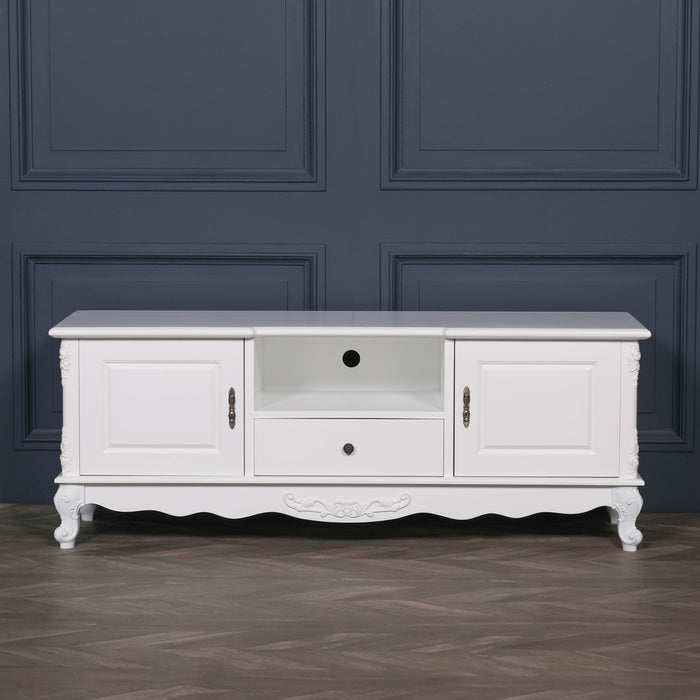 French White Large Cabinet TV Unit 157cm - Modern Home Interiors