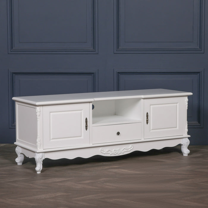 French White Large Cabinet TV Unit 157cm - Modern Home Interiors