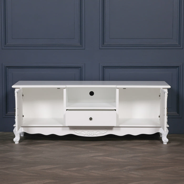 French White Large Cabinet TV Unit 157cm - Modern Home Interiors