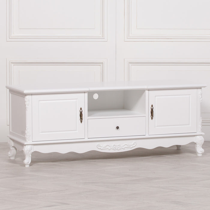 French White Large Cabinet TV Unit 157cm - Modern Home Interiors