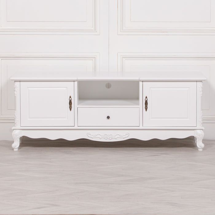 French White Large Cabinet TV Unit 157cm - Modern Home Interiors