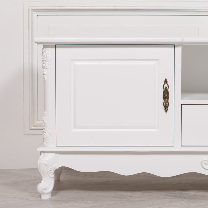 French White Large Cabinet TV Unit 157cm - Modern Home Interiors