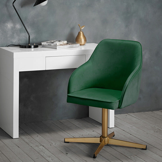 Felix Green Velvet Office Chair with Gold Legs