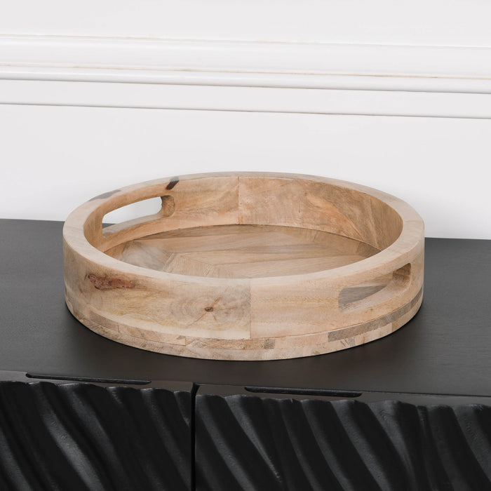 Round 30cm Wooden Tray - Modern Home Interiors