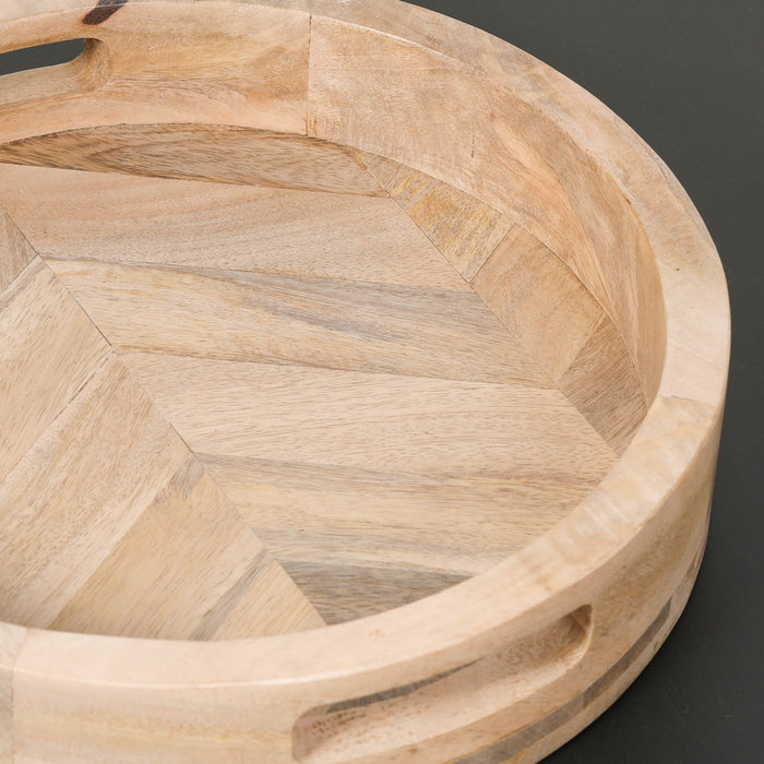 Round 30cm Wooden Tray - Modern Home Interiors