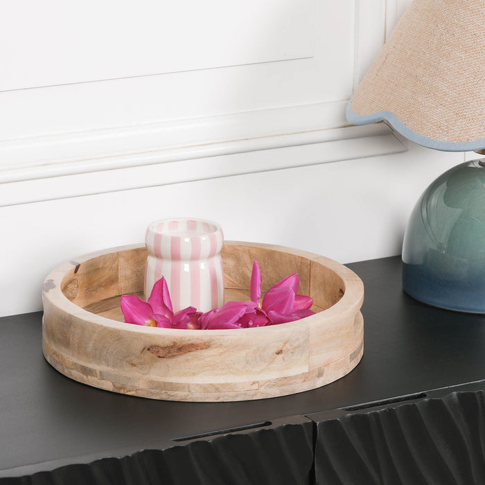Round 30cm Wooden Tray - Modern Home Interiors