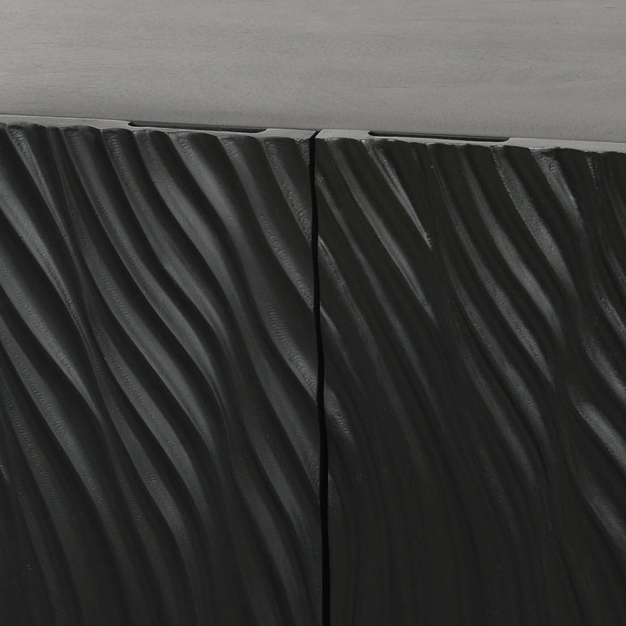 Ripples Black Painted 179cm Sideboard with Gold Base