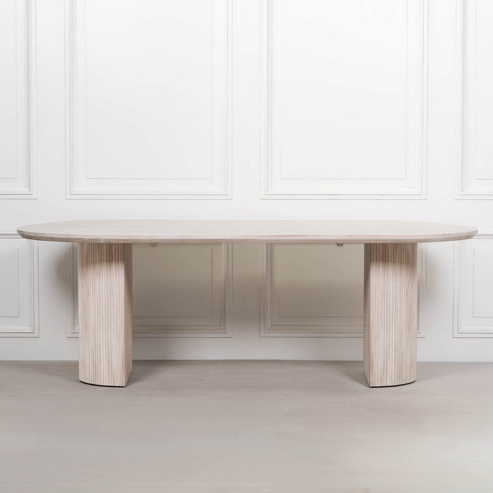 Blanche Acacia Fluted Oval 230cm Dining Table