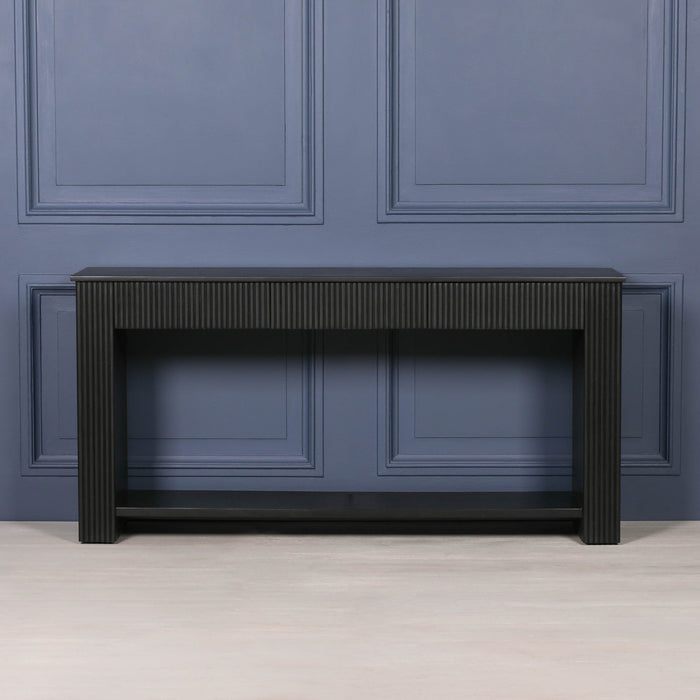 Black Painted Acacia Fluted 154cm Console Table