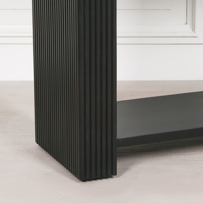 Black Painted Acacia Fluted 154cm Console Table