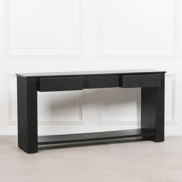 Black Painted Acacia Fluted 154cm Console Table