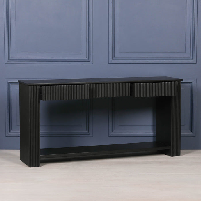 Black Painted Acacia Fluted 154cm Console Table