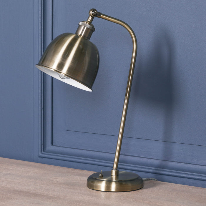 Industrial Style Satin Brass Metal Table Lamp with Shade