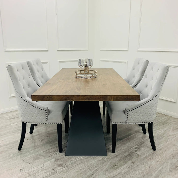 Axel 180cm Solid Wood Top Dining Table with Matt Black Coated Base