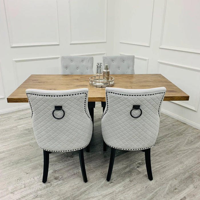 Axel 180cm Solid Wood Top Dining Table with Matt Black Coated Base