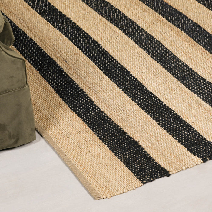 Jute Black Stripe Rug 170x120cm