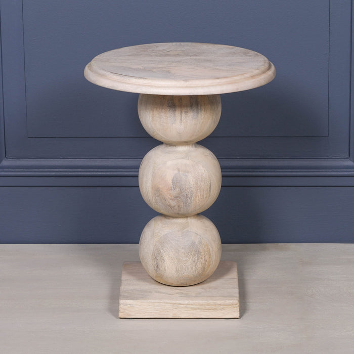 Blanchie Wooden Stacked Ball Side Occasional Table