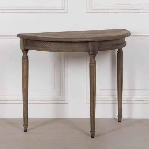 Rustic Pine Wooden Demi Lune Console - Modern Home Interiors