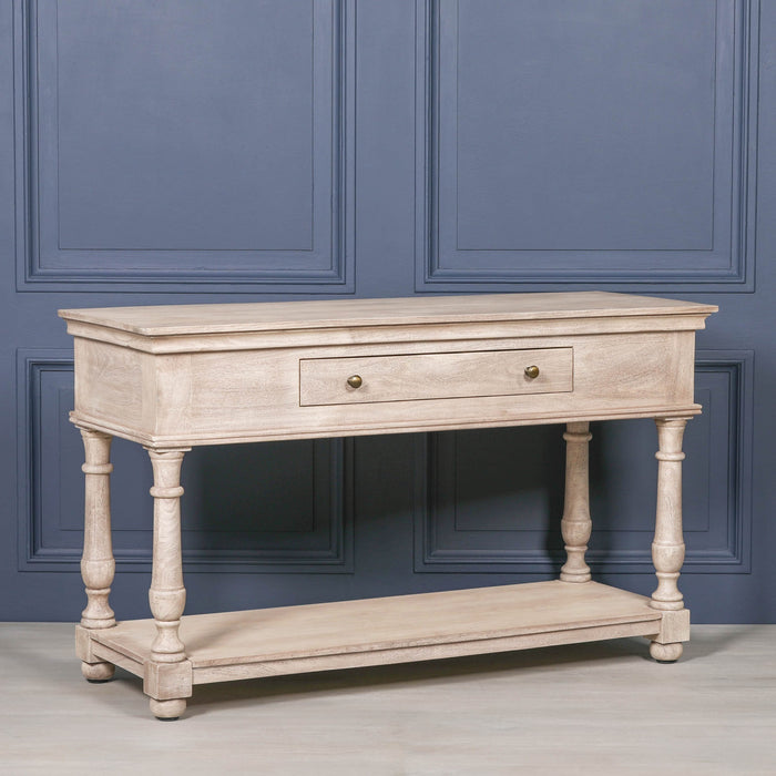 Acacia Wooden Console with Single Drawer