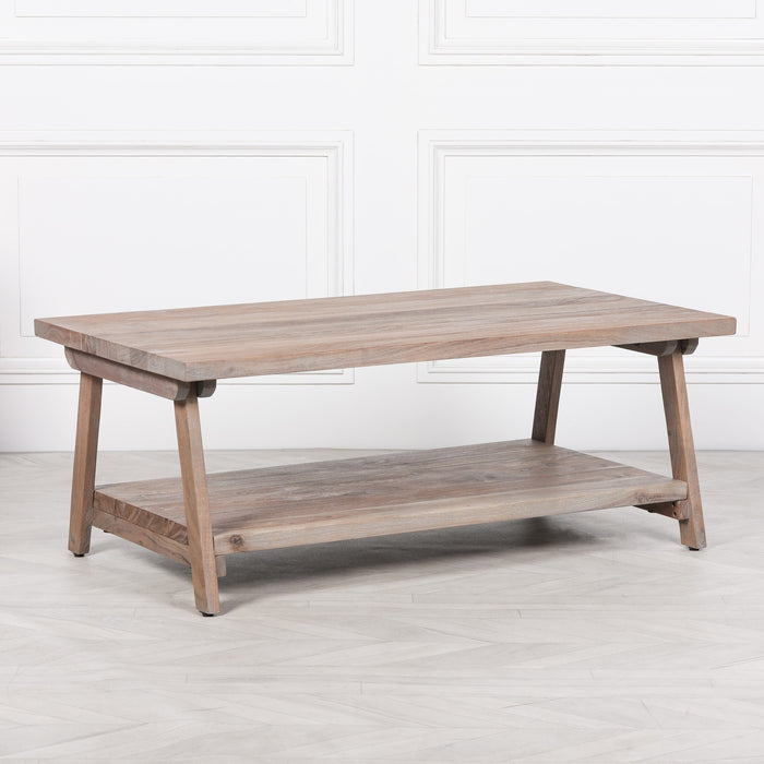 Rustic Acacia Wooden A Frame Coffee Table 120cm