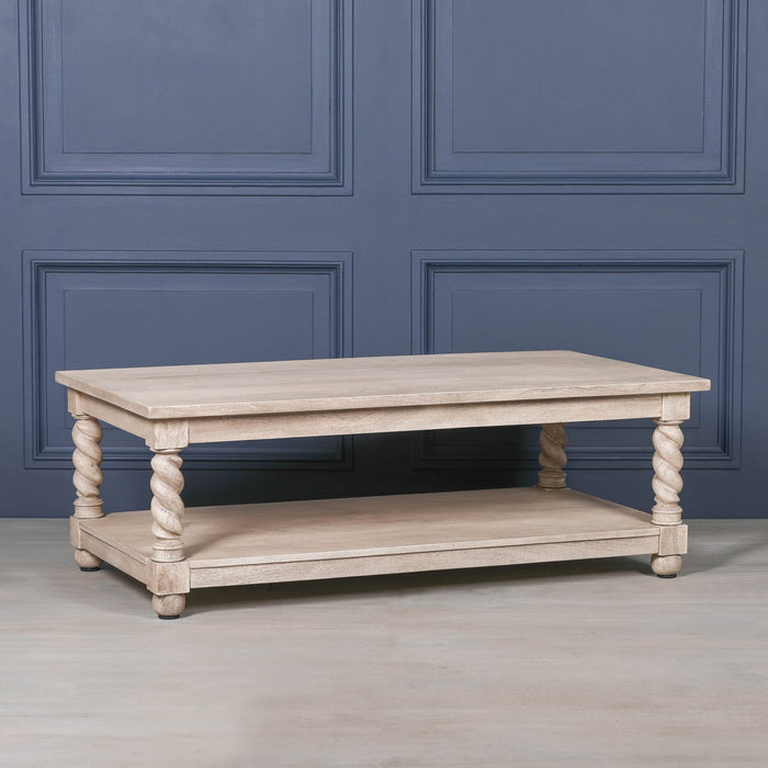 Acacia Wood Twist Column Coffee Table