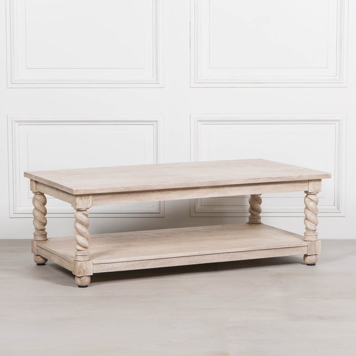 Acacia Wood Twist Column Coffee Table